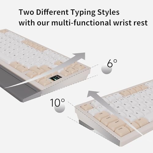 OOCTPK Mechanical Keyboard, Chilkey ND75 LP Wireless Gaming Keyboard with LCD Screen, Bluetooth 5.3/2.4G/USB-C, Hot Swappable Per-Key RGB Custom, Thin Front, Wrist Rest, Full-Aluminum, PC/Mac Support
