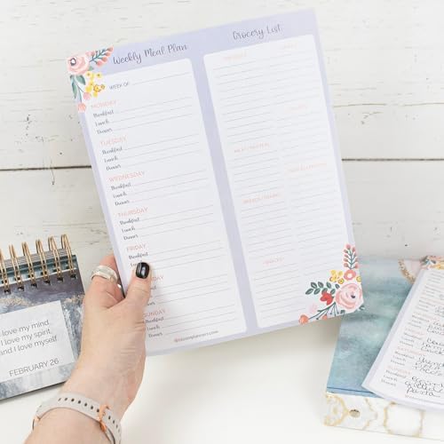 bloom daily planners Weekly Magnetic Meal Planning Pad for Fridge with Tear-Off Grocery Shopping List - Hanging Food/Menu Organizer Notepad with Magnets - 8.5” x 11”