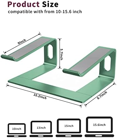 ALASHI Ergonomic Laptop Stand, Aluminum Desk Riser, 10-15.6", Light Green