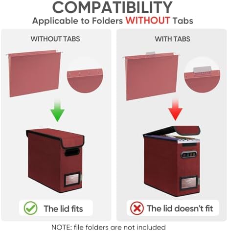 BALEINE File Organizer Box with Lid, Collapsible Hanging File Storage Box