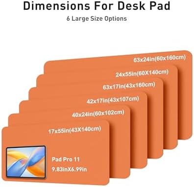 Aothia Faux Leather Desk Mat - Large Mouse Pad, Non-Slip PU Leather Blotter, Waterproof Writing Surface for Office and Home (Hermes Orange, 42" x 17")