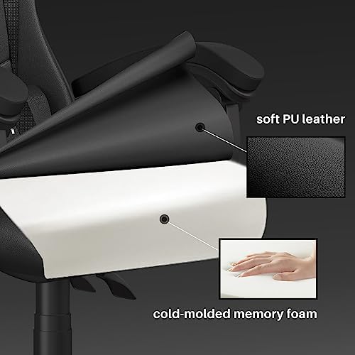 Bigzzia Gaming Chair with Lumbar Support, Ergonomic Video Game Chairs Black