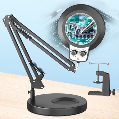 HITTI 12X & 30X Magnifying Glass with Light,Upgrade Infinite Color