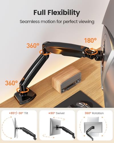 ErGear 17 to 49 inches Single Monitor Mount for Ultrawide Screens,Holds 26.5lbs,Heavy Duty Single Monitor Arm,Single Monitor Stand with Swivel,Tilt,Rotation for Home and Office,VESA 75/100mm