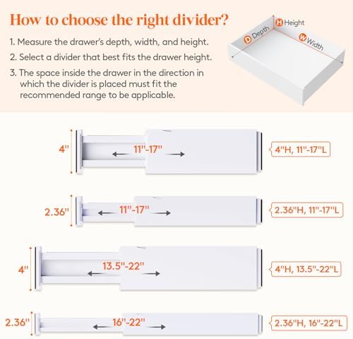 Lifewit 2.36" Upgrade Kitchen Drawer Dividers, Adjustable Drawer Organizer
