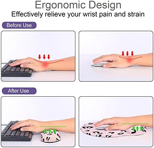 4 in 1 Mouse Pad Set with Wrist Rest for Keyboard,Desk Mat,Coaster-Pink