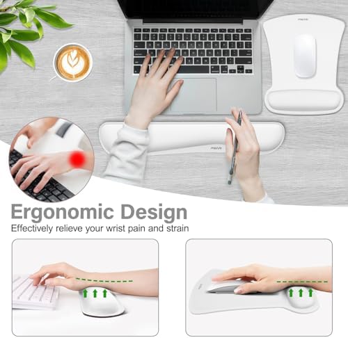 MOSISO Wrist Rest Support for Mouse Pad & Keyboard Set, White