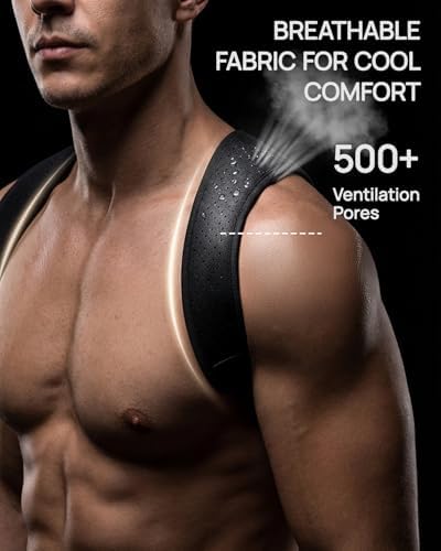 Gymgoer‘s Back Posture Corrector For Men With Large Support Plate. Dual Adjustment Upper Back Posture Corrector To Open Shoulders. Breathable For Better Gym Form & Efficiency