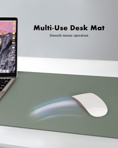 YSAGi Double-Sided Desk Pad, 23.6"x13.7"Leather Desk Mat, Eco Cork Desk Pad Protector,Large Mouse Pad,Waterproof Desk Blotter for Office/Home(Jungle Green)