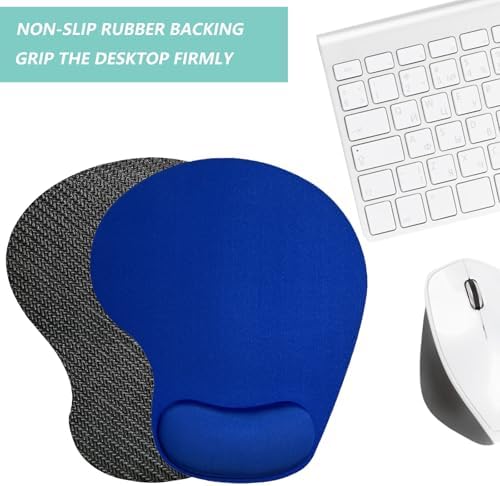 Mouse Pad with Wrist Support, Ergonomic Mouse Pads with Memory Foam Wrist Rest, Easy Typing Pain Relief, Comfortable Home Office Computer Wrist Support Pads for Working Studying Gaming, Blue