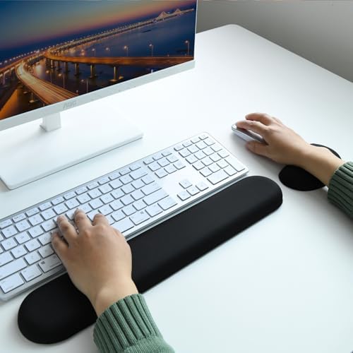 Keyboard Mouse Wrist Rest Set, Gel Ergonomic Wrist Rest for Keyboard and Mouse Non Slip Base, for Laptop, Desktop Computer, Office Desk Accessories (Black)