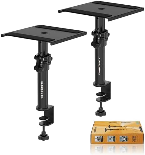 Vondynote Set of 2 Desktop Clamp Speaker Stands Short Studio Monitor Stands Height Adjustable