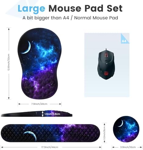 HAOCOO 3-Pcs Ergonomic Keyboard Wrist Rest Set with Mouse Pad
