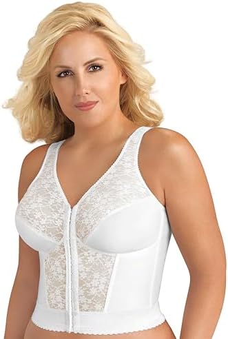 Exquisite Form 5107565 Fully Slimming Wireless Back & Posture Support Longline Bra with Front Closure & Lace