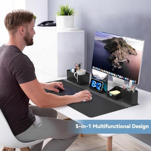 KDD Mouse Pad - Desk Mat with Phone Holder - Gaming Mousepad with Ultra-Smooth Surface, Non-Slip Base - Keyboard Mat for Home Office Gamer Accessories