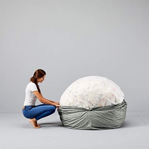 Big Joe Fuf 5Ft Oversized Foam Bean Bag Chair for Kids, Teens, Adults, Fog Lenox, Durable Woven Polyester, 5 foot Large Reading and Gaming Seat