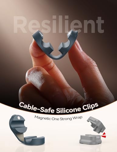 FLYLEAD 8-Pack Silicone Cord Organizer Magnetic Cable Clips, Adhesive