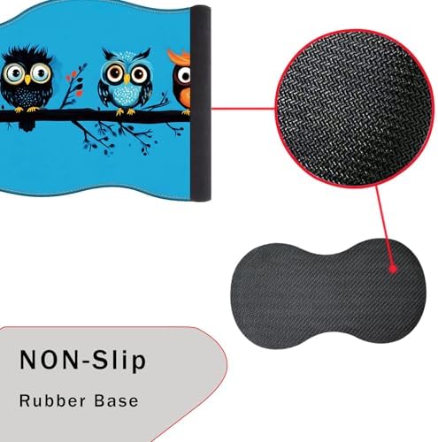 Mouse Pad with Wrist Support + Desk Mat + Coaster 3 in 1 Set, XXL Large Gaming Mousepad Ergonomic Mouse Pads for Desk Computer Laptop Office,Cute Owls on a Branch