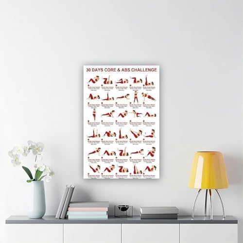 30 Day Core And Abs Challenge Ab Workout Exercise Chart Core Strength Fitness Room Canvas Poster Bedroom Decor Room Decor Frame 12x18inch