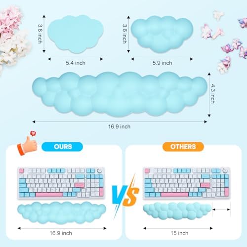 JIKIOU Upgrade Leather Cloud Wrist Rest for Keyboard and Mouse & Cup Pad