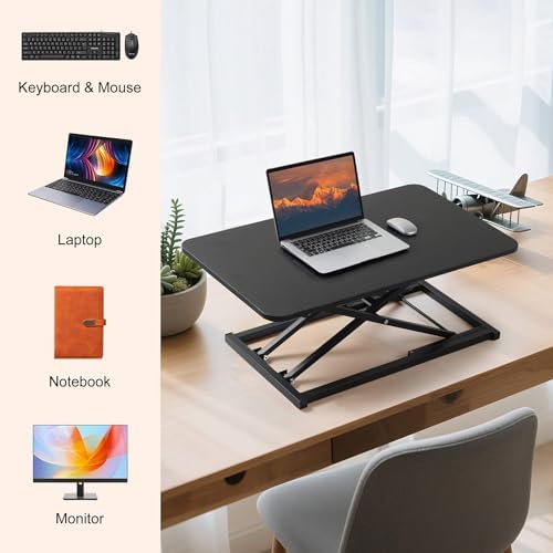 Adjustable Height Standing Desk Converter Keyboard Riser 23.6 Inch Black