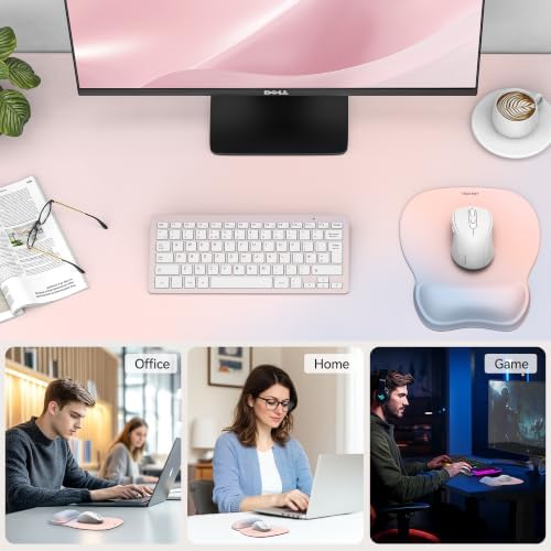 TECKNET Gel Ergonomic Mouse Pad with Wrist Rest, Non-Slip PU Base, Rainbow