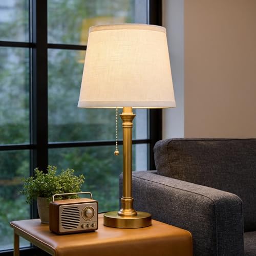 Oneach 19.5” Brass Gold Small Table Lamps Set of 2 for Living Room Bedroom