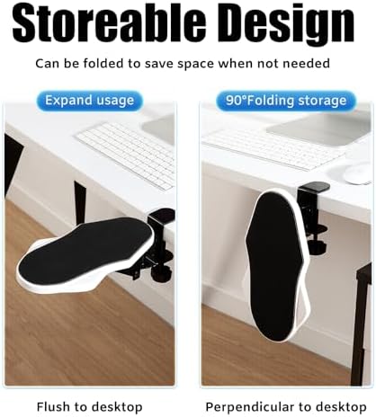 Computer Arm Rest for Desk, 180° Swivel and 90° Foldable, White