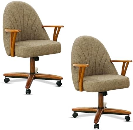 Chromcraft Bailey Swivel-Tilt Caster Dining Chair - Chestnut -Mocha - 2pc