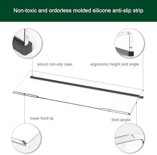 Computer Keyboard Stand Holder - Ergonomic Acrylic Keyboard Stand for Desktop Comfortable Keyboard Tray Riser with Silicone Anti-Slip Strip for Home School Office Desk Accessory 2 Pack, Clear