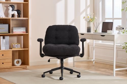 Wide Cross Legged Desk Chair with Wheels, Swivel Office Task Chair