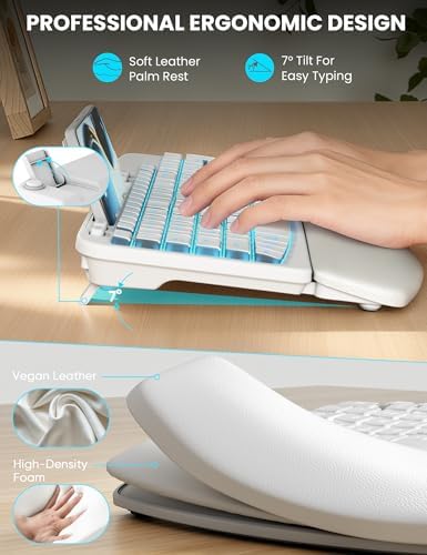 SABLUTE Wireless Keyboard and Mouse Combo, Ergonomic Wave with Wrist Rest