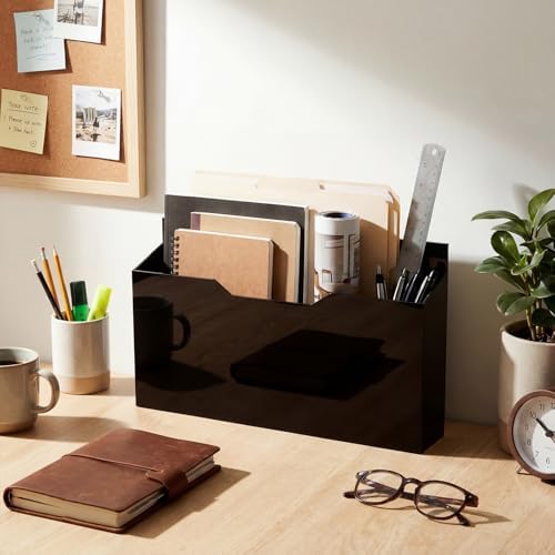 Feifeiya 1 Pcs Black Acrylic File Holder Wall Mount, 14"x8.3"x2.4"