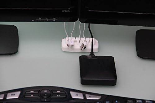 Heaviest Cable Organizer on the Market! Compact and Weighted Desktop Cord Holder for Desk and Nightstand, Eco-Friendly Silicone, No Bad Smell, Bundled with 4 Reusable Cable Ties! (White)