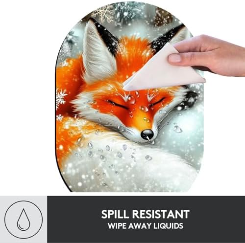 Small Mouse pad, Portable, Waterproof Non-Slip Rubber Bottom, Suitable for Wireless Mouse, Laptop Keyboard Tray for Both Men and Women, Office Travel 7.1x10.6in，Sleeping Fox in Snow