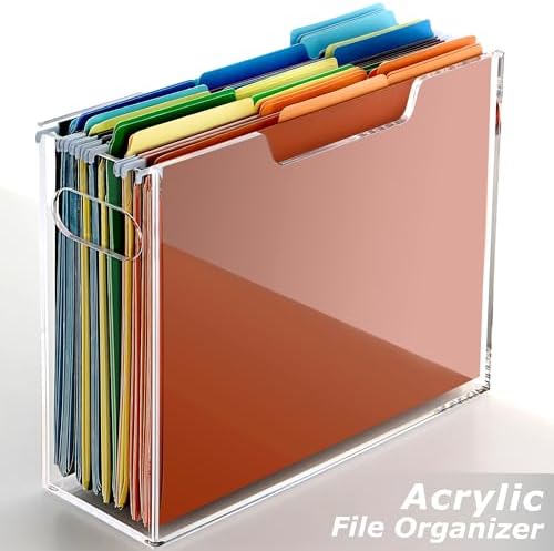 Acrylic File Folder Organizer, Letter Size Hanging File Organizer