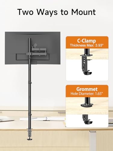 Bracwiser Monitor Mount Single Fully Adjustable Arm Monitor Arm Fits One Screen 13-32 inch 22lbs for Computer Screen 13 15 17 19 20 22 23 24 26 27 30 32 inch VESA 75 100 (MD71221)