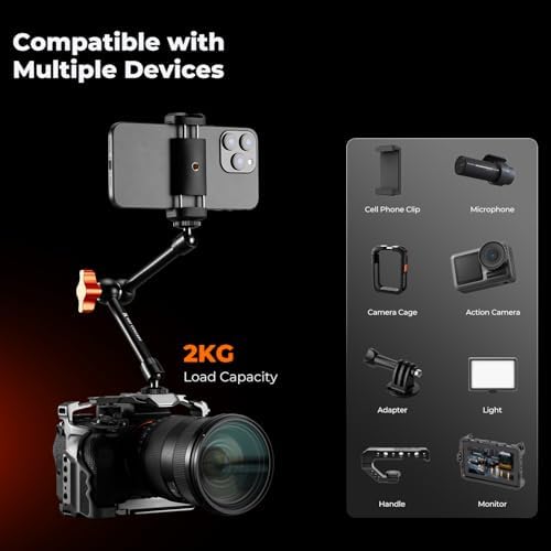 K&F CONCEPT 9.8" Magic Arm Clamp with Phone Holder