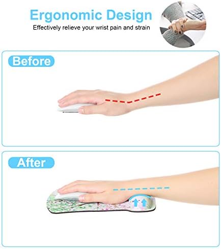 Ergonomic Mouse Pad with Wrist Rest Support Gel with Coaster, Cute Wrist Pad with Non-Slip Rubber Base, Easy Typing & Pain Relief, Black White Marble
