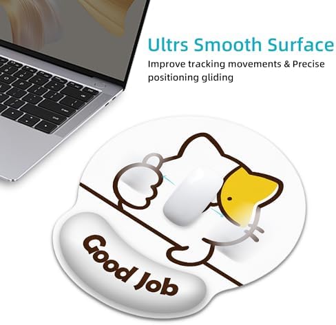 Good Job Cat Ergonomic Mouse Pad with Wrist Rest for Desk Work Office