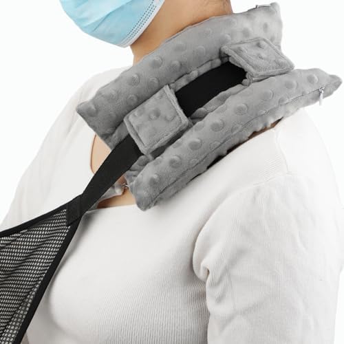 Upgrade Neck Pad Strap Cushion Pillow for Arm Sling Comfort Shoulder Support Pad Rotator Cuff Replacemet Surgery Elbow Brace Carry Padded Cover Broken Wrist Hand Injury Cast, Minky Dot Light Gray