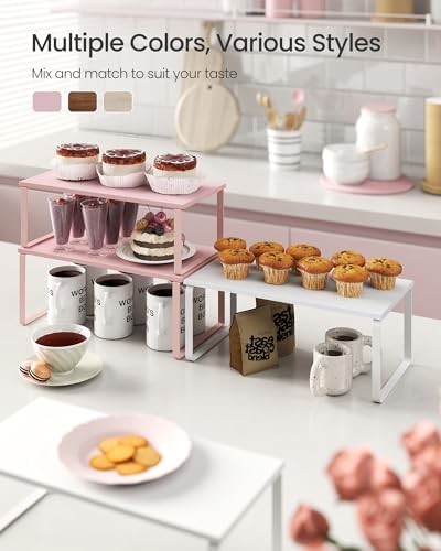 SONGMICS Cabinet Organizer Shelf, Set of 2 Spice Rack, Kitchen Storage