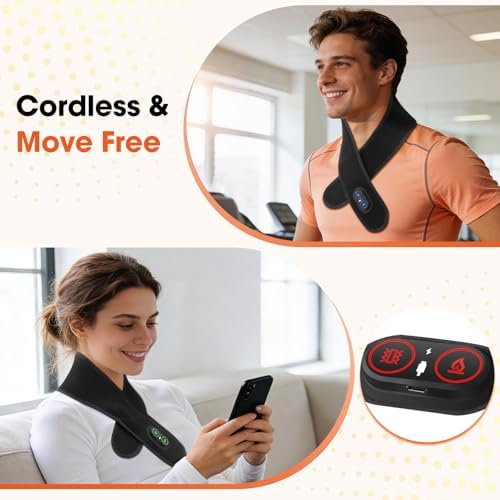 Cordless Neck Heating Pad for Pain Relief,Electric Heated Neck Wrap,3000mAh Battery Heated Neck Brace,Rechargeable Neck Warmer