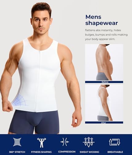 TAILONG Men Compression Shirt for Body Slimming Tank Top Shaper Tight Undershirt Tummy Control Girdle