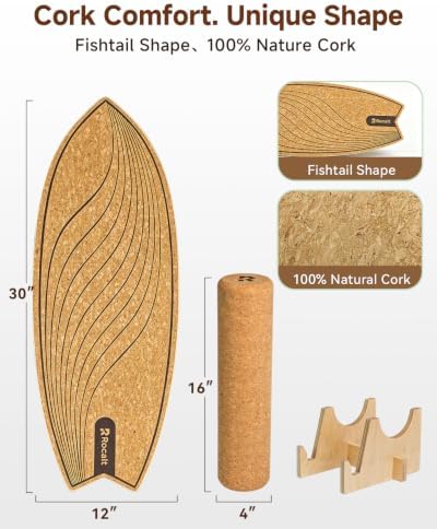 Rocalt Balance Board with Roller and Stand, Indoor Surf Trainer