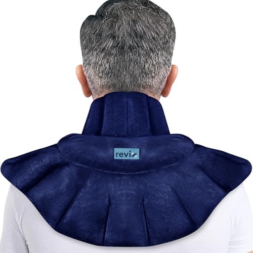 REVIX Microwavable Heating Pad for Neck Shoulders & Back, Moist Heat, Navy