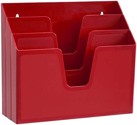 Acrimet Horizontal Triple File Folder Organizer Sorter, Letter Size, Red