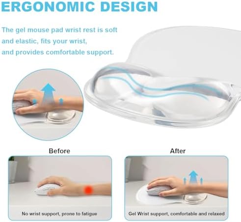 Gel Mouse Pad with Wrist Rest Ergonomic Clear Mousepad Support Pain Relief
