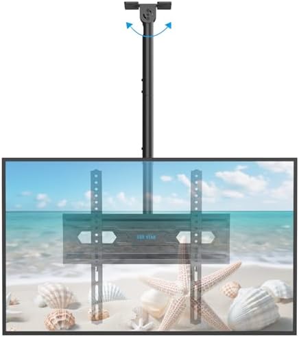 USX STAR Ceiling TV Mount for 26-65 inch Flat Screen Displays, Adjustable Ceiling TV Bracket Fits Most LCD LED OLED TVs, 14.96Inch Single Extended Mounting Pole, Holds up to 110lbs, Max VESA 400x400mm