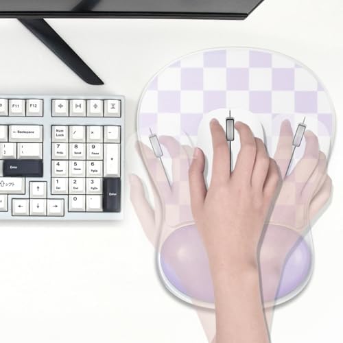 Checkered Cute Mouse Pad with Gel Wrist Rest Support - Ergonomic Mousepad